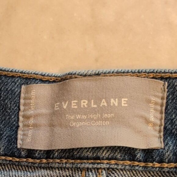 Everlane The Way High Jean Organic Cotton Raw Hem Distressed Blue 28 Regular - Picture 6 of 15